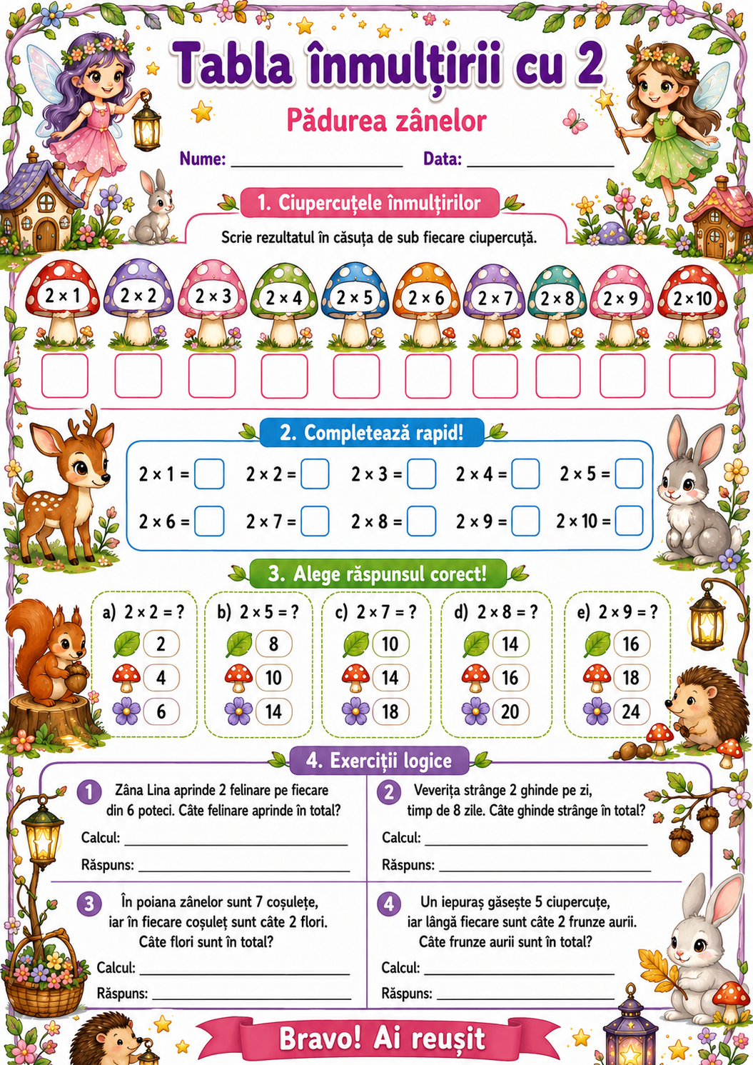 Tabla înmulțirii cu 2 — Pădurea Magică