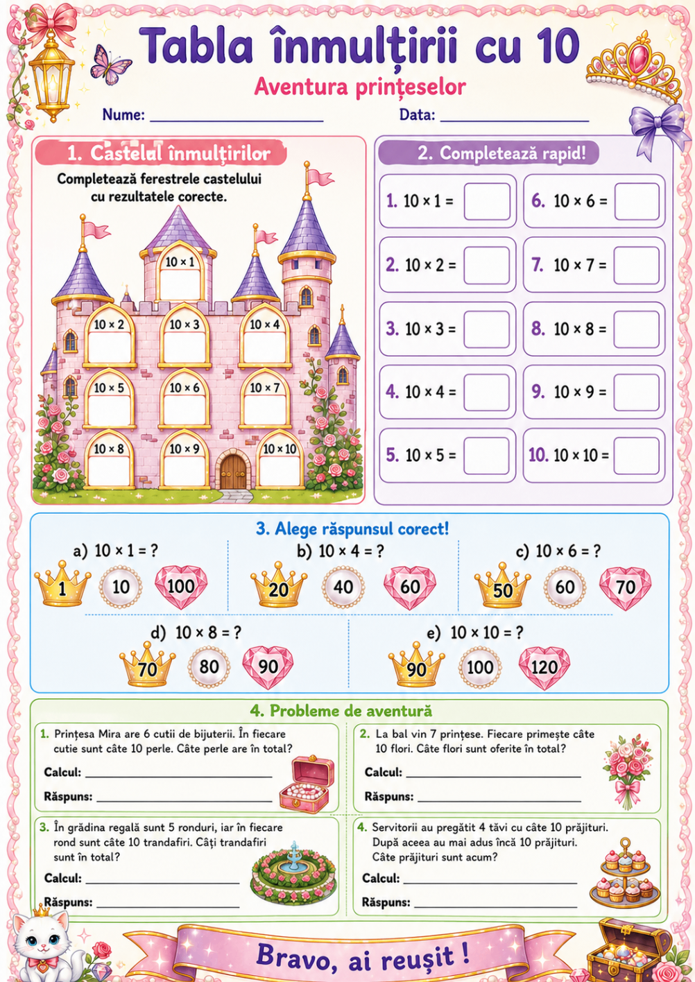 Tabla înmulțirii cu 10 — Castelul Prințeselor